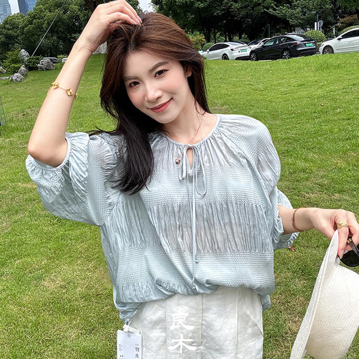 【预售7天】良木礼真丝系带上衣（6381） 商品图1