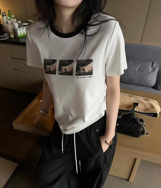 老米优品🎈3-5天！松弛哲学~《复古3只小狗撞色短袖tee》印花图案减龄复古，小合体版型，利落百搭~T250622A 下架 商品图1