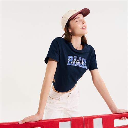 佐丹奴女装25年新款蔚蓝经典纯棉短款针织上衣T恤05395205 商品图2