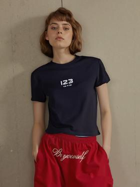 8.11秒杀~88096 垫肩黑色短款123短袖T恤-喜出