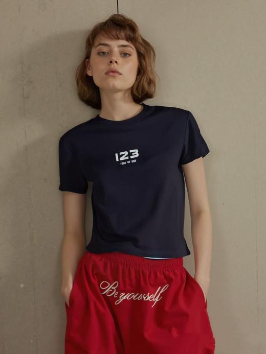 8.11秒杀~88096 垫肩黑色短款123短袖T恤-喜出 商品图0