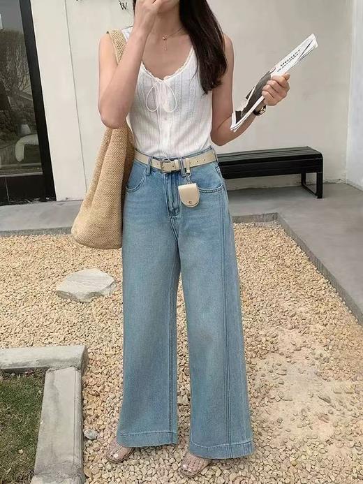 ｛牛仔裤2025｝7086莱赛尔➕棉立体条直筒牛仔裤-喜出 商品图1