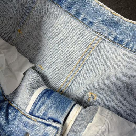 七夕福利-NO退｛牛仔裤｝（春秋款）内里磨毛蓝色牛仔小脚裤-喜出 商品图3