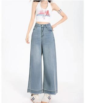 ｛牛仔裤2025｝5632夏季薄款毛边显瘦直筒牛仔裤-喜出