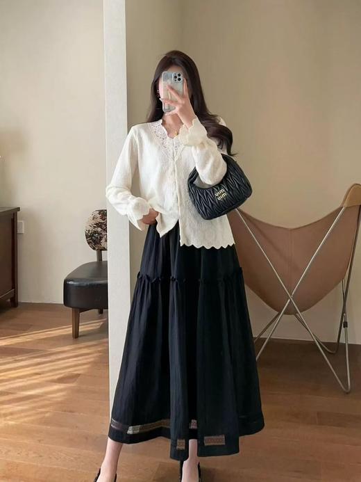 半裙系-6811拼接木耳边蕾丝镂空夏季半身裙-喜出 商品图1