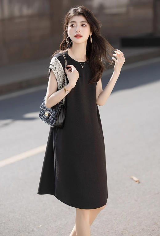 花边袖凉感桑蚕丝女士背心连衣裙 商品图0