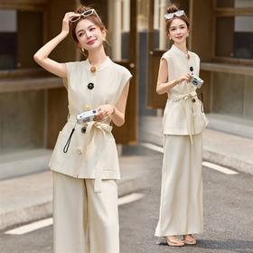 时尚小香风马甲套装2025夏季新款女神范超好阔腿裤两件套潮 BBL2586