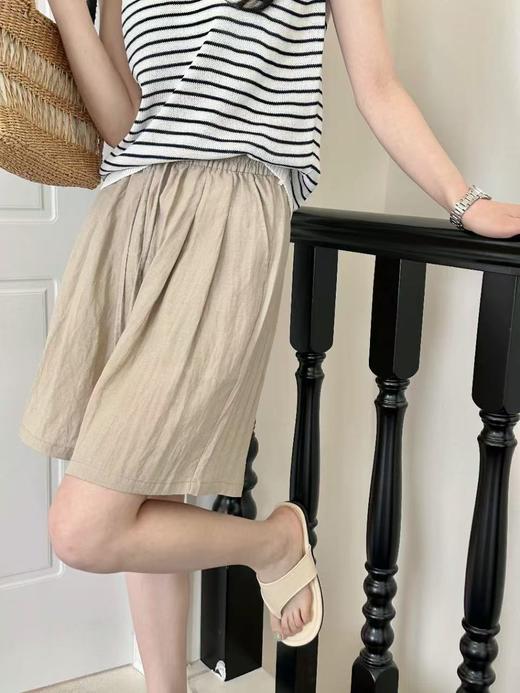 会呼吸的面料｛短裤2025｝C018天丝亚麻莱赛尔面料夏季透气短裤-喜出 商品图4