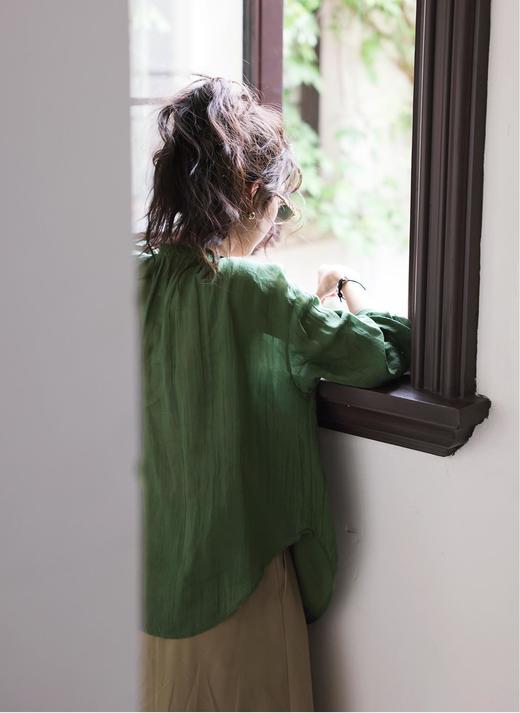 法式花边领防晒苎麻显瘦V领神仙透气感亚麻衫 商品图12