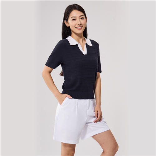 佐丹奴女装25年新款蔚蓝经典系列针织翻领上衣05355302 商品图2