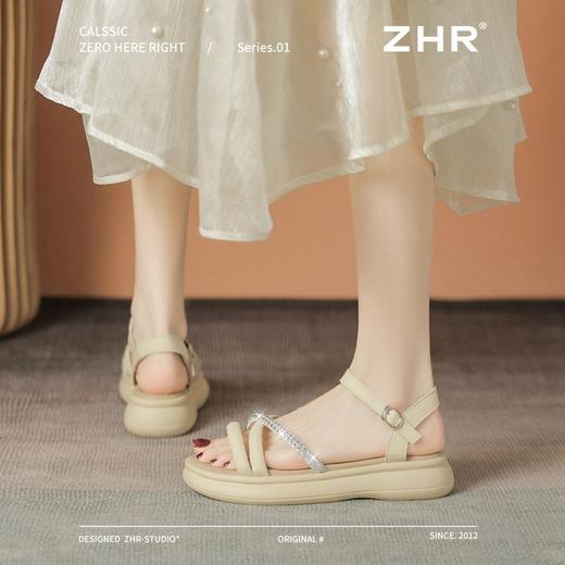 ZHR则则水钻条带厚底凉鞋女2025夏季新款轻便爆款ins女鞋优雅宽脚 商品图8