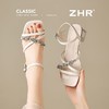 ZHR则则水钻粗跟凉鞋2025新款气质百搭一字凉鞋仙女方头时尚女鞋 商品缩略图8