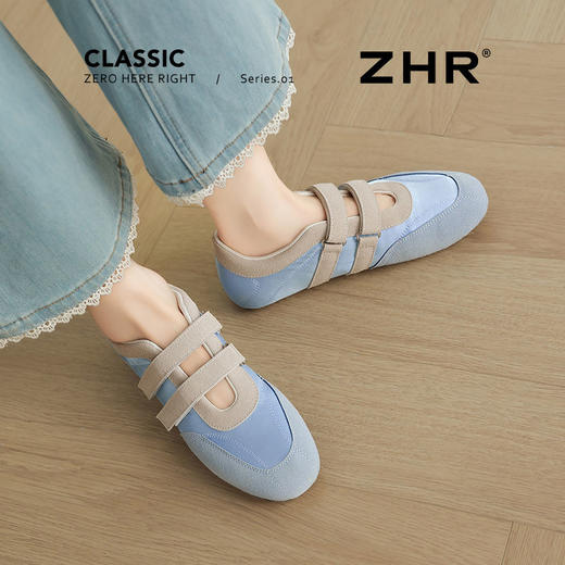 ZHR平底运动玛丽珍鞋女2025新款软底浅口休闲鞋百搭魔术贴德训鞋 商品图7