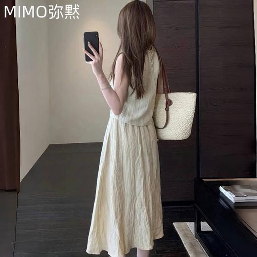 【复古天丝亚麻扎染半裙套装】32%亚麻+‪38%人棉+30%天丝 褶皱纹理背心 商品图2