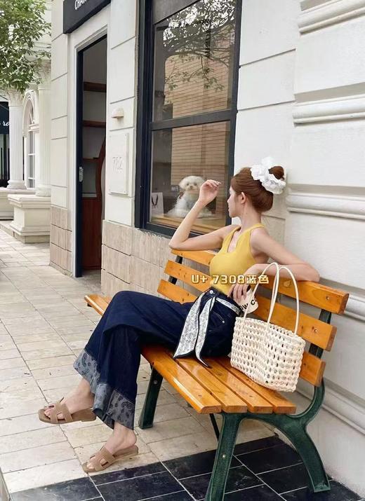 11.11直降到底！！｛牛仔裤2025｝（送丝巾）7172/7308腰果花卷边夏季薄款直筒牛仔裤-喜出 商品图5