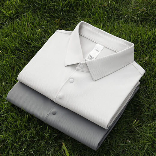 高奢极简无缝短袖韩领小方格吸湿透气冰感夏季翻领polo衫  HLS-WF83022# 商品图0