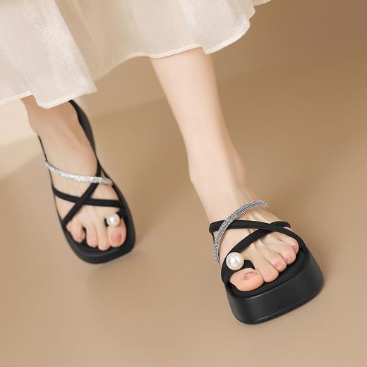 ZHR法式凉拖鞋女2025夏季新款厚底增高夹脚拖鞋软底珍珠凉鞋爆款 商品图3