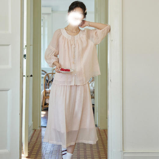 裁缝学苑AQ487圆领系带衬衫纸样半身裙A字大摆女装小衫样板 商品图3