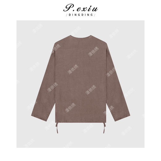 04-6潘依绣丁丁宠粉【云雾玫瑰】100亚麻肌理感半开领长袖衬衣W-62865 商品图2