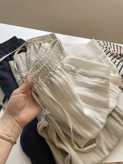 ｛休闲裤2025｝轻薄透气莱赛尔亚麻阔腿裤休闲C013长裤-喜出 商品图7