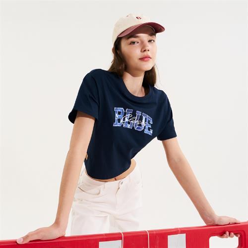 佐丹奴女装25年新款蔚蓝经典纯棉短款针织上衣T恤05395205 商品图0