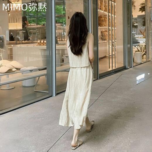 【复古天丝亚麻扎染半裙套装】32%亚麻+‪38%人棉+30%天丝 褶皱纹理背心 商品图3