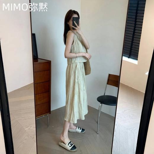 【复古天丝亚麻扎染半裙套装】32%亚麻+‪38%人棉+30%天丝 褶皱纹理背心 商品图4