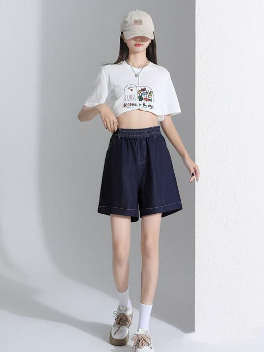 ｛短裤2025｝267天丝牛仔五分薄款高腰直筒短裤-喜出 商品图2