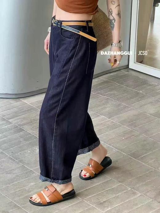 ｛牛仔裤2025｝58192莱赛尔天丝棉单宁蓝弯刀九分牛仔裤-喜出 商品图5