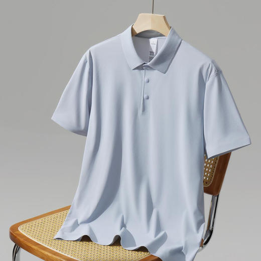 高奢极简无缝短袖韩领小方格吸湿透气冰感夏季翻领polo衫  HLS-WF83022# 商品图2