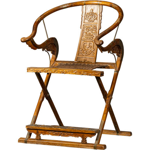 清	黄花梨螭龙捧寿交椅 商品图5