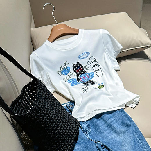 【不换不退】良木礼猫与鱼T恤（8766） 商品图3