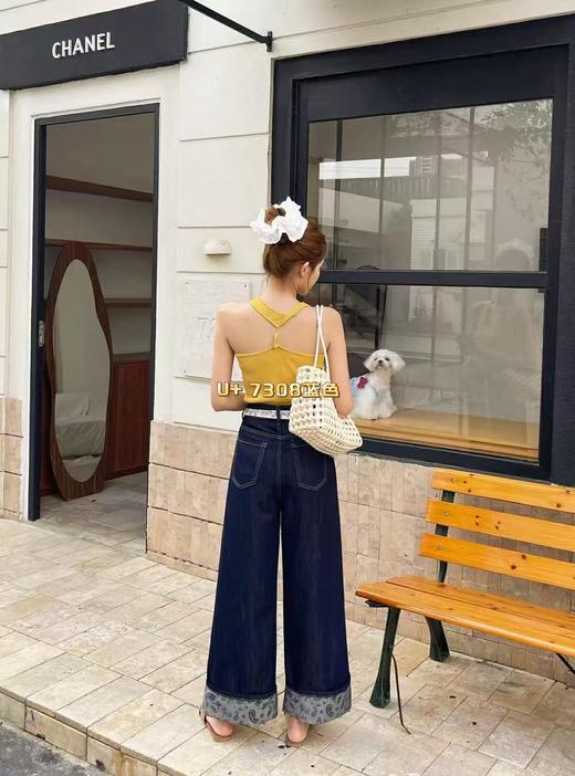 11.11直降到底！！｛牛仔裤2025｝（送丝巾）7172/7308腰果花卷边夏季薄款直筒牛仔裤-喜出 商品图7