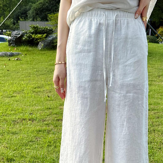 【预售7天】良木礼毛边亚麻裤（T62） 商品图1