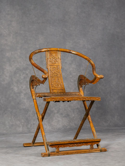 清	黄花梨螭龙捧寿交椅 商品图1