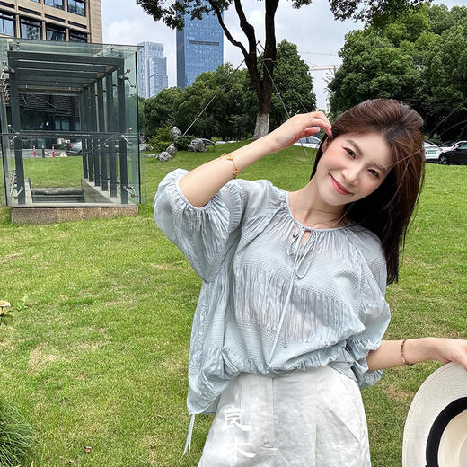 【预售7天】良木礼真丝系带上衣（6381） 商品图5