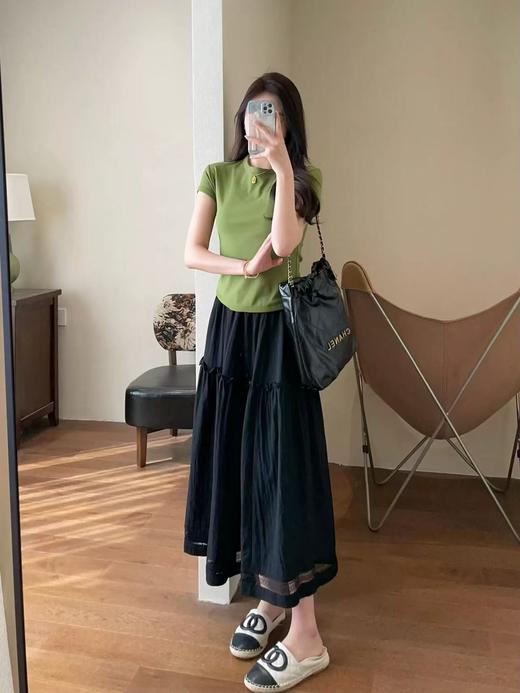 半裙系-6811拼接木耳边蕾丝镂空夏季半身裙-喜出 商品图2