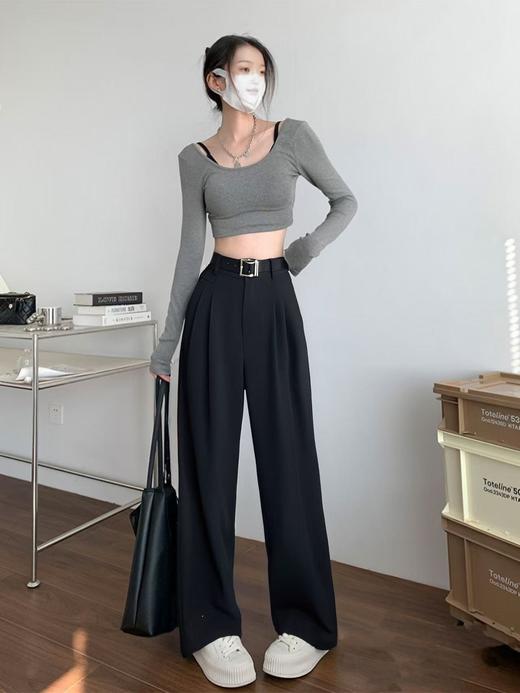 冰点价！仅限11.11！退货勿拍｛休闲裤｝垂坠感-9558垂感西装裤春秋超显瘦阔腿裤-喜出 商品图1