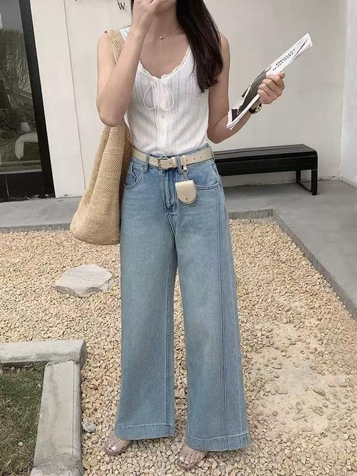 ｛牛仔裤2025｝（送腰带）100%棉品质春秋款58081立体纹牛仔裤-喜出 商品图4