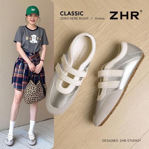 ZHR平底运动玛丽珍鞋女2025新款软底浅口休闲鞋百搭魔术贴德训鞋 商品图1