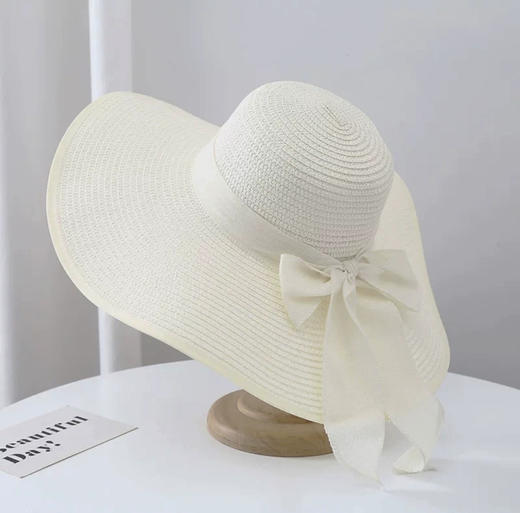 韩版草编太阳帽  【度假必备🔥】韩版蝴蝶结草编太阳帽，沙滩遮阳+可折叠设计，优雅又实用🌞👒 商品图8