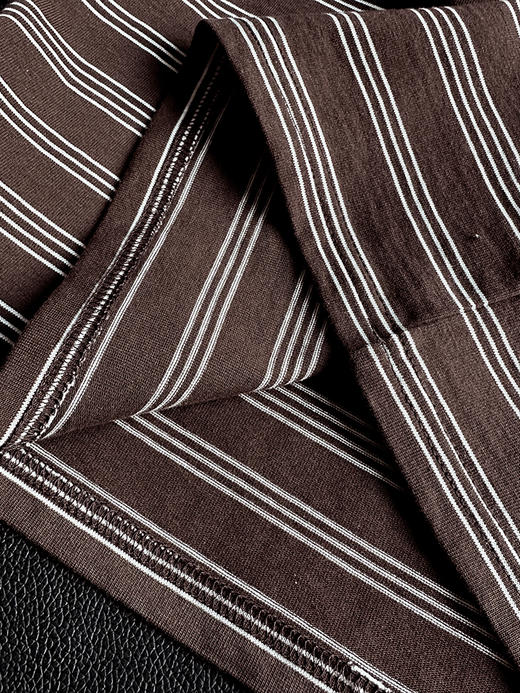 现货 THS-限时 缪家 都市松弛感 早春咖色细条纹圆领T恤 BH2568 商品图9