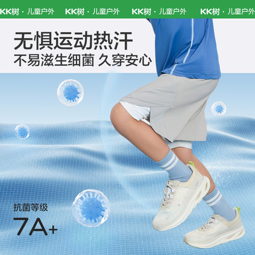 KK树儿童短裤假两件男童女孩夏季2025新款运动裤速干中大童休闲裤翅型开叉假两件五分运动裤 商品图3