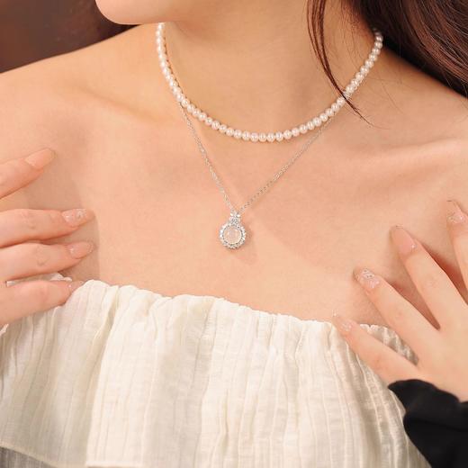 【满钻花朵】s925纯银新中式白冰玉髓项链【JHY-N000280B】 商品图2