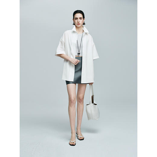 棉仓363604017-初棉微皱男友风短袖衬衫 商品图3