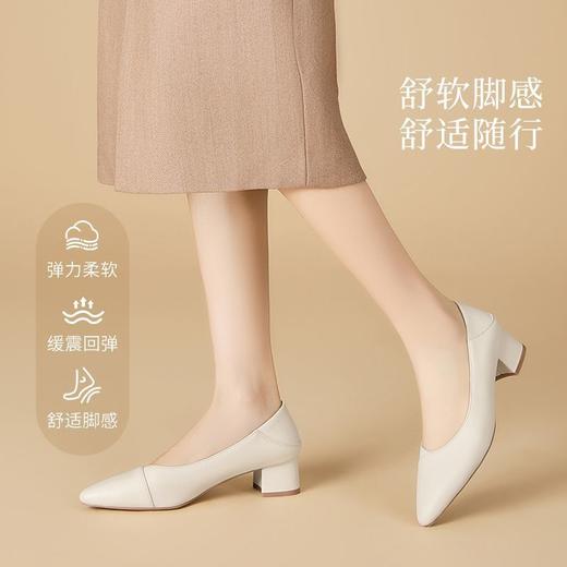 ZHR温柔优雅粗跟浅口单鞋两穿尖头2025新款通勤气质高跟鞋职业女 商品图4