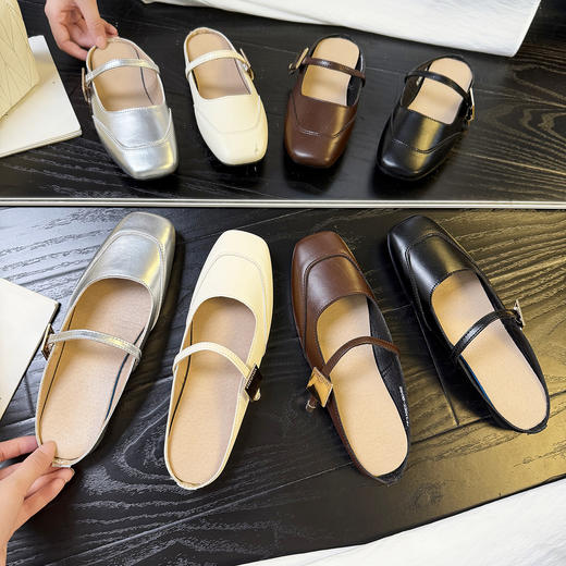 香港 AINADA艾娜达 半包头浅口托鞋懒人一脚蹬皮鞋2520 简约时尚 4款可选 商品图8