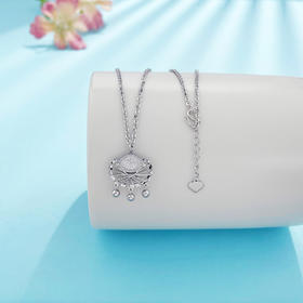 【限时8.8折】【线上铂金馆】PT950 #绕线 【精品】铂金镂空调节绕线福锁铃铛流苏圆满福字锁包套链(BFPTTL00040)预售产品下单后不退款不退货不换货不补差价)