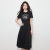 【专属特价】熙世界美式复古印花连衣裙女夏装休闲收腰修身黑色纯棉短袖T恤裙 商品缩略图4