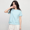 熙世界2025夏季浮雕式镂空绣花T恤女短袖设计感别致纯棉蓝色上衣 商品缩略图4